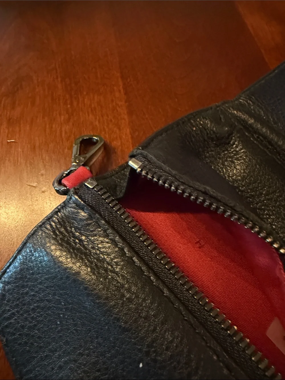 Hammitt Black Leather Card Holder with Key Clip